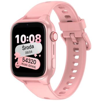 Stelio ST-SWJ101-PK Junior 4G умные часы для детей, розовые, 1.75'' IPS, IP67, GPS, Wi-Fi, Bluetooth, SOS, шагомер (ST-SWJ101-PK)