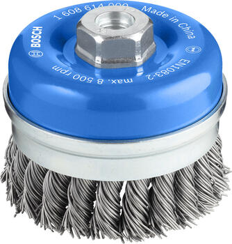 Stiepļu suka D 80 mm stieples d 0,8 mm, Lielām leņķa slīpmašīnām ar fiksācijas uzgriezni PRO METAL HEAVY STIEPĻU SUKA, 1608614000, BOSCH (1608614000)