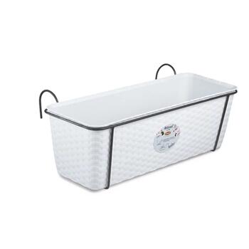 Puķu kaste balkoniem ar metāla turētāju Natural 50x18x16cm balta 2175851 STEFANPLAST (2175851)