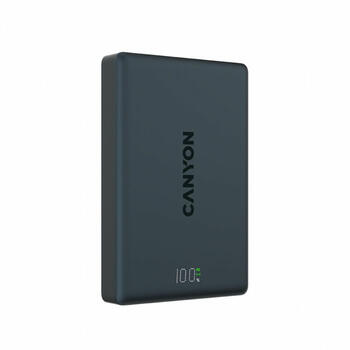 CANYON OnPower 511 магнитный внешний аккумулятор для зарядки устройств 10000мАч 20Вт USB-C 10Вт беспроводная MagSafe алюминий черный CNS-CPB511B (CNS-CPB511B)
