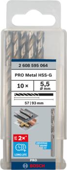 HSS-G urbji metālam 5,5mm, 10gab., Urbjmašīnām/skrūvgriežiem PRO METAL HSS-G STANDARTA SPIRĀLVEIDA URBJA GARUMS, 2608595064, BOSCH (2608595064)