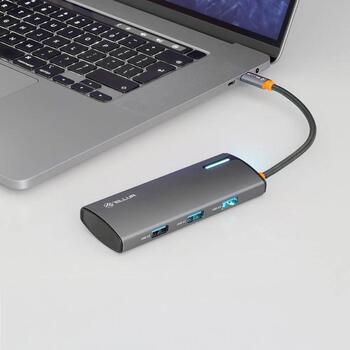 Tellur USB-C хаб TLL321061, 5V/3A, 15V/3A, 20V/5A, 20V/5A PD3.0 100W, 4K 30Hz, 5 портов (TLL321061)