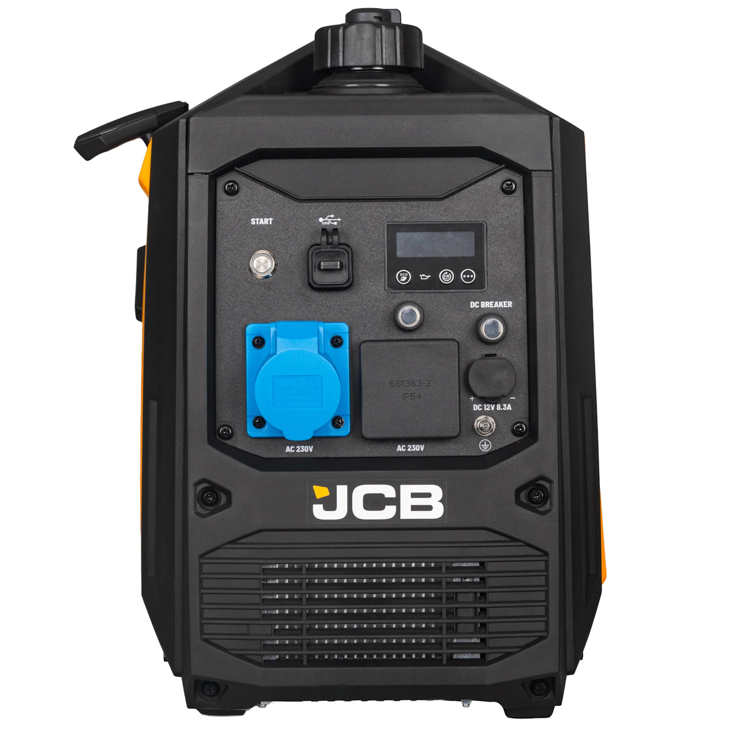JCB JCB-IG3500E invertora benzīna ģenerators elektroapgādei 3400W 230V 149cm³ elektriskais starts Pure Sine Wave USB USB-C (JCB-IG3500E)