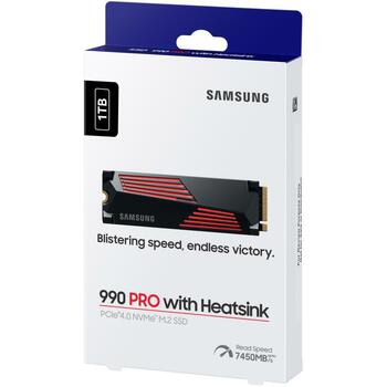 Samsung SSD M.2 MZ-V9P1T0GW 1TB, скорость чтения 7450 MB/s, скорость записи 6900 MB/s, PCIe 4.0, V-NAND MLC, с радиатором (MZ-V9P1T0GW)