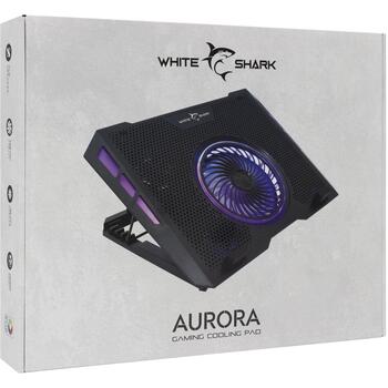 White Shark Охлаждающая подставка AURORA GCP-13, 17,3 дюйма, 1400-2500 об/мин, 5-15 дБА, USB 2.0, 2 порта, 0,7 м, 5 В, 20-30 CFM (AURORA)