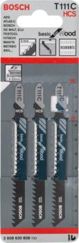 3 figūrzāģa asmeņi T 111 C, Figūrzāģiem FIGŪRZĀĢA ASMENS T 111 C BASIC FOR WOOD, 2608630808, BOSCH (2608630808)