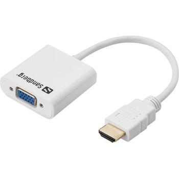 Sandberg HDMI uz VGA pārveidotājs 508-69, VGA (D-Sub) vīriešu, HDMI A tipa (standarta) sieviešu, balts, RoHS (508-69)