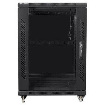 Lanberg brīvi stāvošais skapis FF01-6815-12B, 600mm, 15U, 800kg, melns, 4 ventilatori, IP20, stikla durvis (FF01-6815-12B)