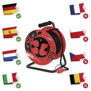 Emos Уличный удлинитель P19625, 25 м, 4 розетки, 230 В, 16 А, IP44, резина, H05RR-F3G, защита от детей (P19625)