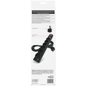 Emos Защита от перенапряжения P54219, 3 м, 6 розеток, 10 А, 2300 Вт, защита от детей, подсвеченный выключатель (P54219)