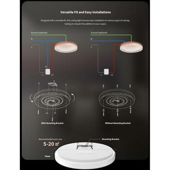 Aqara Умная потолочная лампа T1M CL-L02D, Белая, 3 кг, ZigBee (CL-L02D)