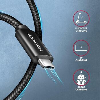 Axagon кабель USB-C к USB-C BUCM2-CM30AB 3м 240Вт 5А черный, 2 разъема (BUCM2-CM30AB)