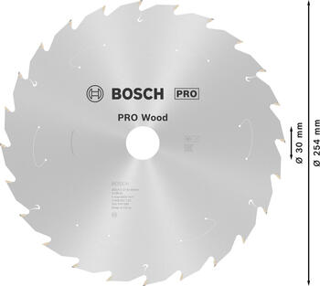Bezvadu ripzāģa asmens PRO WOOD, 254 mm, 24 zobi, 2608837733 BOSCH (2608837733)