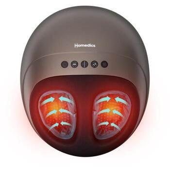 Homedics Массажер для ног FMS-350HGY-EU, серый/черный, 1 зона массажа, 3 режима, подогрев, автоотключение (FMS-350HGY-EU)