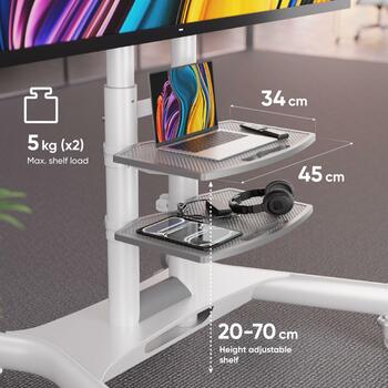Onkron ТВ подставка TS1552-W, 40-70 дюймов, максимальная нагрузка 60.5 кг, регулировка высоты 1200-1500 мм, 2 AV полки (TS1552-W)
