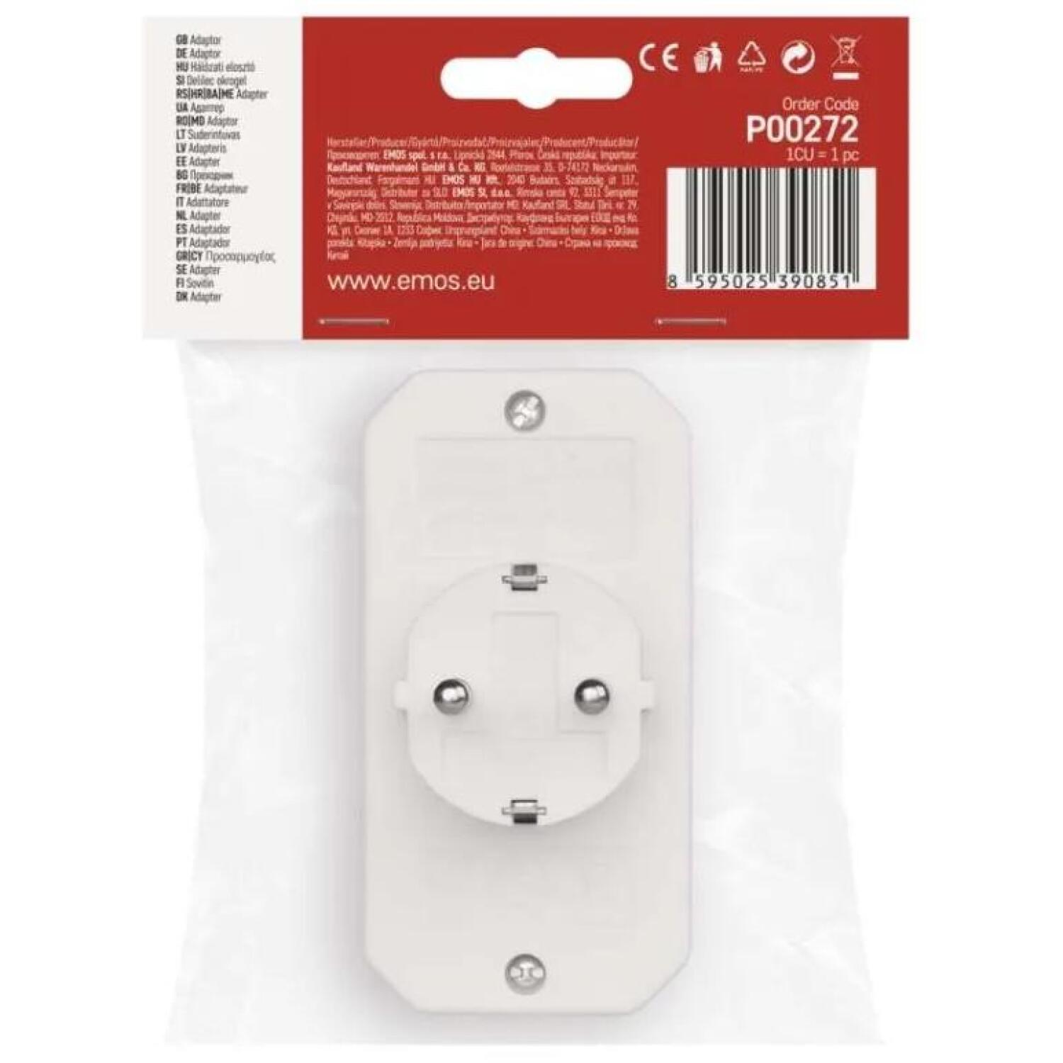 Emos Множественные розетки P00272, 1x2P+PE+2x2P, 3 680 W, IP20, защита от детей (P00272)