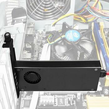 Axagon SSD адаптер PCEM2-DC PCIe 3.0, 2x M.2, 8GBps, черный, 140 x 68 x 17 мм, 2 термопрокладки, вентилятор (PCEM2-DC)