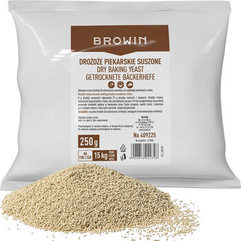 Browin сухие пекарские дрожжи 409225, 250г, Saccharomyces cerevisiae, универсальные, без гидратации (409225)