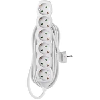 Emos Удлинитель P0625R, 5 м, 6× 2P + PE, белый, ПВХ, 3 680 Вт, защита от детей (P0625R)