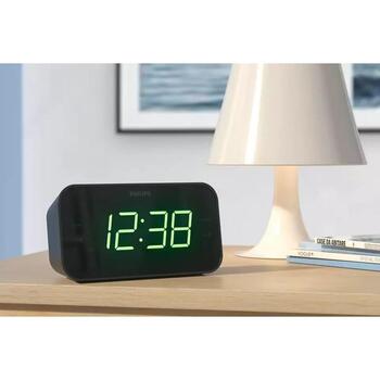 Philips радиобудильник TAR3306/12, FM, 87,5-108 МГц, 20 станций, 2 будильника, таймер сна, LED-дисплей, черный (TAR3306/12)