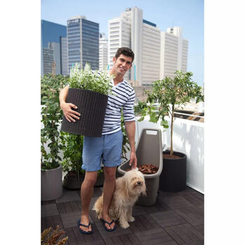 Keter Cylinder Planters S+M+L коричневый 29197934590, 3 кашпо, 28-43,4см, дренаж, имитация ротанга (29197934590)
