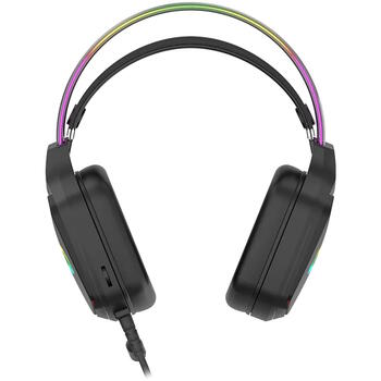 Проводные игровые наушники с RGB подсветкой микрофоном и разъёмами USB 3.5 мм Darkless Черные CND-SGHS9A CANYON (CND-SGHS9A)