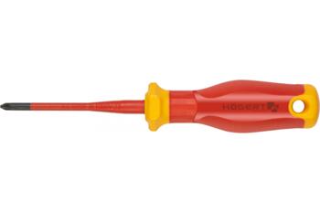 Hogert Отвертка HT1S976-1, PZ1/SL5, 80mm, 1000V, изолированная, магнитная, S2 сталь (HT1S976-1)
