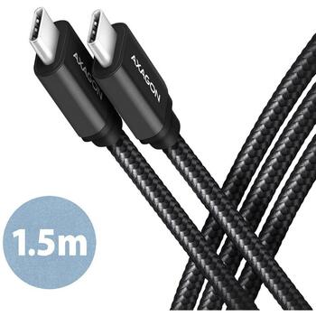 Axagon kabelis USB-C uz USB-C 1.5m 60W melns BUCM3-CM15AB, 2 USB-C savienotāji, 3A, 3.2 Gen 1 (BUCM3-CM15AB)