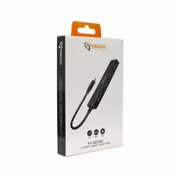 Sbox USB centrmezgls H-404C, 4xUSB A 3.0, 1xUSB C, 5 Gbps, melna krāsa, ABS plastmasa (H-404C)
