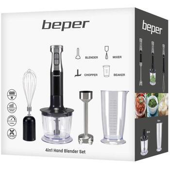Beper P102FRU150 погружной блендер, 600 Вт, 3 насадки, 0.5 л измельчитель, 0.7 л мерный стакан, турбо, импульс (P102FRU150)