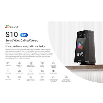 EZVIZ S10 внутренняя поворотная WiFi камера 2K+ 360° Pan Tilt ночное видение 10m Черная (S10-2k+)