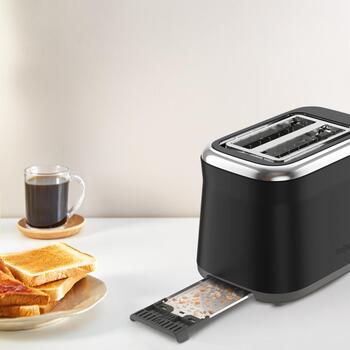 Tefal Tosteris TT7208E0, 850W, 2 šķēles, 8 apbrūnināšanas līmeņi, nerūsējošā tērauda korpuss, melns, augsta pacēlāja funkcija (TT7208E0)