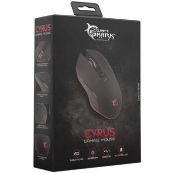 White Shark CYRUS игровая мышь, 3200 DPI, 6 кнопок, USB, оптическая, LED, 1.8m, 119g (CYRUS)