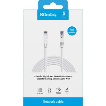 Sandberg 506-95 сетевой кабель UTP Cat6 3м, RJ-45, белый (506-95)