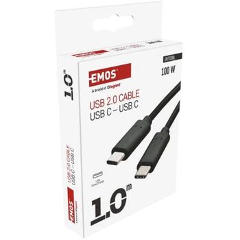 Emos Uzlādes un datu kabelis SM7028BL, 1m, 100W, 480 Mbit/s, USB-C-C, melns (SM7028BL)