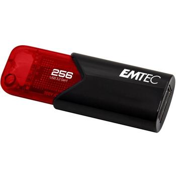 Emtec USB флешка B110 ECMMD256GB113, 256GB, USB 3.2, 20Mbps, 10Mbps, черный/красный, 100% переработанный пластик (ECMMD256GB113)