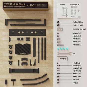 Onkron ТВ подставка TS1991E-B, 50-100 дюймов, максимальная нагрузка 130 кг, VESA 200x200-1000x600 мм (TS1991E-B)