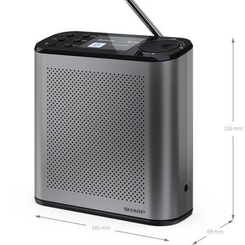 Sharp OSAKA Портативное цифровое радио DR-P530(GY), 5V, 120 предустановленных станций, Bluetooth, USB порт, аккумулятор (DR-P530(GY))