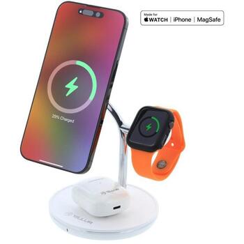 Tellur 3in1 MagSafe беспроводное зарядное устройство для стола TLL151391, PD 9V/3A, 12V/2.5, 15V/2A, 30W макс, 15W iPhone (TLL151391)