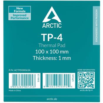 Arctic термопрокладка TP-4 ACTPD00063A, 100x100x1 мм, 3.4 г/см³, -40-200 °C, серый, UL, RoHS (ACTPD00063A)