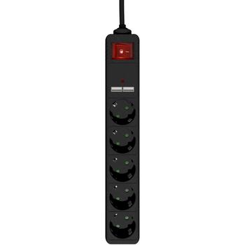 Gembird удлинитель питания SPG5-U2-5-02 1.5 м, 5 розеток, 16 А, 250 В, 50-60 Гц, 2 USB порта (SPG5-U2-5-02)