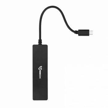 Sbox USB centrmezgls H-404C, 4xUSB A 3.0, 1xUSB C, 5 Gbps, melna krāsa, ABS plastmasa (H-404C)
