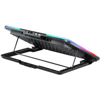 White Shark ICE BLADE GCP-96, dzesēšanas paliktnis, 6 ventilatori, 2500 RPM, 74 CFM, 25 dBA, 15.6 collas, 5 līmeņi, RGB, USB (ICE BLADE)