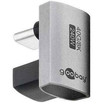 Goobay USB-C адаптер 180° U-образный, 74445, поддержка 8K60Hz, скорость передачи данных 40 Гбит/с, металлический корпус (74445)