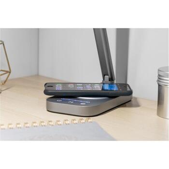 Gtv настольная лампа LB-BRE8W-15, 8Вт, 400лм, 3-CCT, 220-240В, IP20, беспроводная зарядка, USB, серая, диммер, сенсорная панель (LB-BRE8W-15)