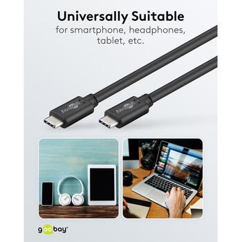 Goobay USB-C кабель 66507 612812, 1.5 м, 60 Вт, быстрая зарядка Power Delivery, передача данных, USB-C (66507)