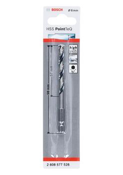 HSS Hex metāla urbis 6.0mm, Urbjmašīnām/skrūvgriežiem, triecienurbjmašīnām/triecienskrūvgriežiem HSS SPIRĀLVEIDA URBIS POINTTEQ AR SEŠSTŪRA KĀTU, 2608577528, BOSCH (2608577528)