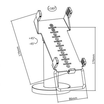 Sbox Kredītkaršu termināļa statīvs PTM-03, 176mm, 179x86x27mm, VeriFone VX 520, alumīnijs, tērauds, plastmasa, +180°/-180° (PTM-03)
