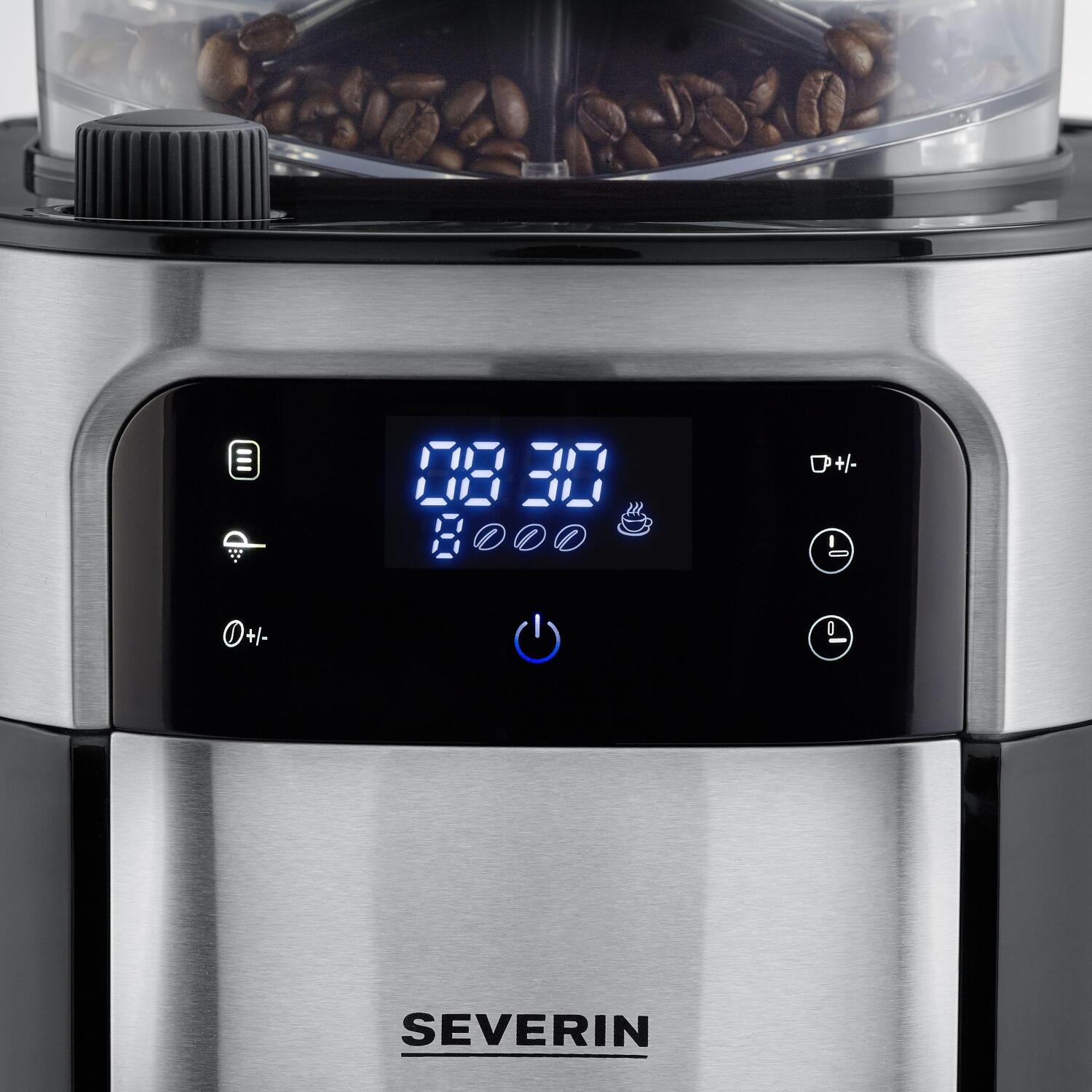 Severin KA 4814 кофемашина, 4814-000, 1000 Вт, 200 г, 1 л, черный, серебристый, автоотключение (4814-000)