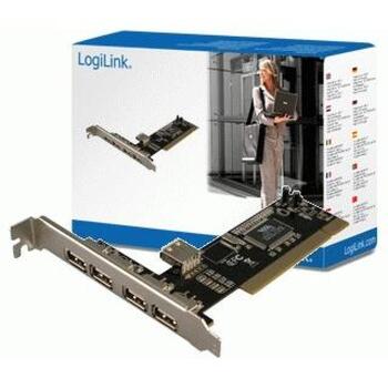 Logilink USB адаптер PC0028, 5 портов, 480 Мбит/с, PCI, 32-бит, VIA VT6212L, PC Mac, Plug and Play (PC0028)